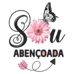 Imagem com a frase "Sou Abençoada", decorada com uma flor rosa e uma borboleta, simbolizando positividade e gratidão. Ideal para postagens sobre autocuidado e espiritualidade.