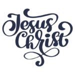 Texto decorativo em letra cursiva com as palavras "Jesus Christ" em destaque, ideal para temas religiosos e design gráfico.