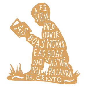 Silhueta de uma pessoa lendo um livro, com texto sobre fé e boas novas, enfatizando a importância da palavra de Cristo. Ideal para temas religiosos e evangelismo.