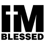 Texto em destaque com a frase "I'M BLESSED" e uma cruz, simbolizando fé e gratidão. Ideal para expressar positividade e espiritualidade.