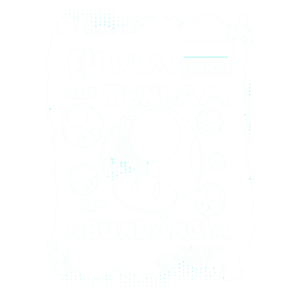 Ilustração com texto em português que diz "Eu vim para que tenham em abundância", acompanhado de cogumelos estilizados, evocando uma temática de videogame. A arte inclui a referência bíblica João 10:10.