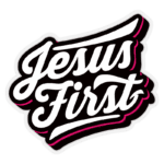 Imagem com a frase "Jesus First" em uma tipografia estilizada, destacando a importância da fé e da espiritualidade. Ideal para temas relacionados à religião e à comunidade cristã.