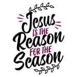 Texto artístico com a frase "Jesus é a razão da temporada", decorado com elementos de folhagem. Ideal para celebrações natalinas e reflexões sobre o significado do Natal.