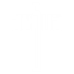 Logotipo estilizado com a palavra "Jesus" integrada a uma cruz, simbolizando a fé cristã e a espiritualidade.