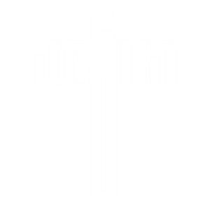 Logotipo estilizado com a palavra "Jesus" integrada a uma cruz, simbolizando a fé cristã e a espiritualidade.