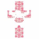 Imagem de uma cruz decorada com flores vermelhas e folhas verdes, contendo a frase "Tua Humildade Colocou Jardim em Mim" em um estilo tipográfico artístico. Ideal para temas de espiritualidade e reflexão.