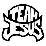 Logotipo da "Team Jesus", com a palavra "JESUS" em destaque, estilizada em letras grandes e ousadas, simbolizando a fé e a comunidade cristã.