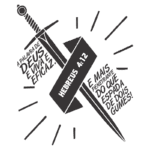 Imagem com uma espada estilizada e a citação bíblica de Hebreus 4:12, destacando a eficácia e a vivacidade da palavra de Deus. A frase "A palavra de Deus é viva e eficaz" está em destaque, acompanhada de uma representação gráfica que enfatiza a profundidade da mensagem.