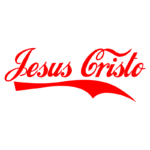 Texto estilizado em vermelho com as palavras "Jesus Cristo", simbolizando fé e espiritualidade. Ideal para conteúdos religiosos e inspirações cristãs.