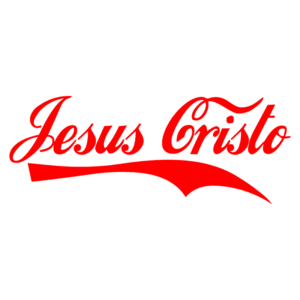 Texto estilizado em vermelho com as palavras "Jesus Cristo", simbolizando fé e espiritualidade. Ideal para conteúdos religiosos e inspirações cristãs.