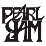 Logo da banda de rock Pearl Jam, com estilo gráfico em letras góticas e pretas.