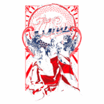 Design da banda The Who, apresentando os membros envoltos em uma bandeira britânica, com leões estilizados ao fundo. Ilustração vibrante e icônica para fãs de rock e cultura dos anos 60.