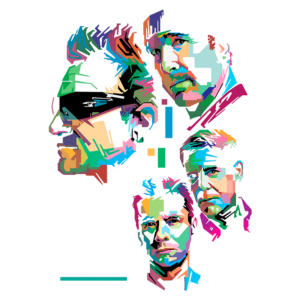 Ilustração colorida de personagens masculinos, com traços estilizados e expressões marcantes, mostrando uma mistura de estilos artísticos que realçam a estética contemporânea.