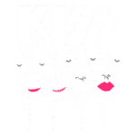 Arte do grupo de rock KISS, apresentando os membros caracterizados como 'Catman', 'Demon', 'Space' e 'Starchild', com o nome da banda destacado em letras grandes no topo. Ideal para fãs de música e cultura pop.