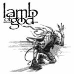 Ilustração da banda Lamb of God, mostrando um personagem estilizado com cabelos longos e roupas modernas, em uma pose de atitude, com a logo da banda ao fundo. A arte captura a essência do metal e a intensidade dos shows ao vivo.