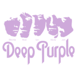 Logo da banda Deep Purple, apresentando os rostos estilizados dos membros Ritchie, Rod, Ian, Nicky e Jon, com o nome da banda em destaque em letras cursivas.