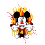 Ilustração divertida de um personagem de desenho animado com grandes orelhas, sorrindo e fazendo careta, com fundo colorido e a palavra "HAHA" repetida em destaque. Ideal para conteúdo relacionado a humor e entretenimento.