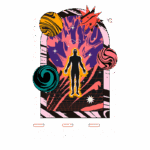 Arte digital colorida promovendo o evento "Global Rave", com um humano estilizado em destaque, cercado por elementos cósmicos como planetas e estrelas. Informações sobre os dias do evento estão dispostas na parte inferior, destacando atividades de quarta a sábado.