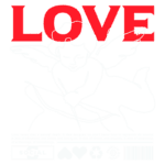 Imagem estilizada com a palavra "LOVE" em destaque, acompanhada de um anjo cupido desenhado em linhas brancas. O fundo verde contrasta com os elementos, enquanto uma citação reflexiva sobre a natureza do amor é apresentada na parte inferior. Elementos gráficos adicionais, como ícones de reciclagem e símbolos sociais, complementam a composição.