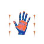 Imagem estilizada com a palavra "THERMAL" acima de uma mão em cores vibrantes, sobre um fundo quadriculado. O design inclui elementos gráficos como estrelas e a marca "imager" com referências a streetwear.