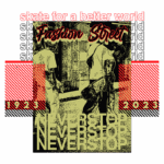 Imagem com a frase "Skate for a better world" e design gráfico que celebra a cultura do skate. Inclui as palavras "Fashion Street" e a data "1923-2023". O fundo apresenta um estilo urbano e elementos visuais que evocam a energia do skate.