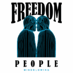 Ilustração de duas figuras humanas em estilo line art, simbolizando liberdade e conexão, com a palavra "FREEDOM" no topo e "PEOPLE" abaixo, destacando a mensagem de união e impacto.