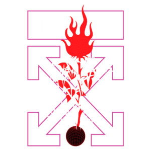 Imagem com o texto "HEART VIBES" em destaque, acompanhada de um coração vermelho e chamas, além de elementos gráficos como risadas e um globo. Design moderno e vibrante, representando a energia e a criatividade de 2023.