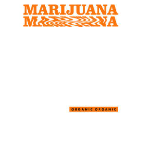 Design gráfico com temática de maconha, apresentando elementos psicodélicos, texto estilizado em laranja e branco, e referências a streetwear. Ideal para amantes da cultura canábica e moda urbana.