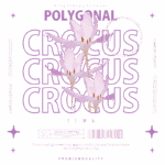 Imagem de uma etiqueta de vestuário streetwear da marca Polygonal, destacando flores de crocus em um design moderno. O texto menciona "Edição Limitada" e "Qualidade Premium", com uma citação inspiradora sobre pensamentos positivos. Ideal para promover moda urbana e coleções exclusivas.