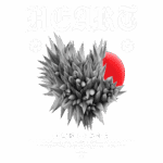 Imagem artística de um coração estilizado em 3D, com formas espinhosas em tons de cinza e um círculo vermelho ao fundo, acompanhada de texto decorativo. Ideal para design gráfico moderno e expressões criativas.