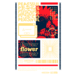 Design gráfico vibrante com elementos de arte digital, incluindo textos como "peaceful" e "be yourself", além de ilustrações de flores e padrões geométricos. Ideal para transmitir uma mensagem de autoaceitação e tranquilidade.