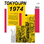 Imagem gráfica com o título "Tokyo/JPN 1974", apresentando informações sobre a cor #25caa2, incluindo seus valores RGB e hexadecimais, além de representações em coordenadas cilíndricas. A arte mostra uma ilustração estilizada da cidade de Tóquio, destacando elementos urbanos e letreiros em japonês, com cores vibrantes em amarelo, verde e rosa.