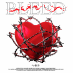 Coração vermelho envolto em arame farpado, simbolizando dor e vulnerabilidade, com a palavra "BLEED" destacada acima. A imagem evoca emoções intensas e a luta interna relacionada ao amor e ao sofrimento.