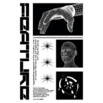 Imagem digital abstrata com mão em estilo de malha 3D, rosto humano em wireframe e elementos gráficos como estrelas e um alvo. Design contemporâneo que explora temas de tempo e futurismo, com texto explicativo sobre eventos hipotéticos. Ideal para discussões sobre arte digital e tecnologia.