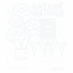 Ilustração artística com flores, borboletas e elementos gráficos, destacando a frase "NATURE" e um rótulo "NOT FOR SALE", promovendo uma edição limitada de vestuário futurista.