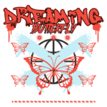 Design gráfico com o texto "Dreaming Butterfly", apresentando borboletas coloridas e elementos gráficos vibrantes. A imagem simboliza a transformação e mudanças de energia, destacando a ideia de que pequenas alterações podem gerar grandes resultados. Ideal para temas de autoajuda e desenvolvimento pessoal.