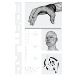 Imagem com um design gráfico que apresenta uma mão estilizada, uma cabeça em formato de malha 3D, estrelas e um símbolo circular. O conteúdo explora conceitos hipotéticos sobre a linha do tempo e eventos que podem ter ocorrido, destacando a interseção entre passado e futuro. Utiliza elementos visuais modernos e abstratos, refletindo temas de ciência e filosofia.