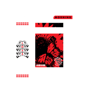 Imagem com design gráfico vibrante destacando a mensagem "Positive Vibes" em um fundo de borboletas vermelhas. Inclui elementos de streetwear e referências à gratidão, ideal para inspirar reflexões positivas em um domingo.