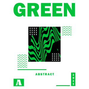 Design gráfico moderno com a frase "Green Wave", apresentando padrões abstratos em verde e preto. O layout inclui elementos geométricos e texto relacionado a moda streetwear, destacando a marca "Unrestricted" e o ano "2023". Ideal para promover tendências contemporâneas de vestuário.