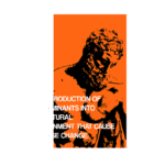 Imagem artística com fundo laranja, apresentando uma figura clássica que simboliza a introdução de contaminantes no meio ambiente. O texto destaca como esses contaminantes causam mudanças adversas na natureza. Inclui elementos gráficos e referências ao projeto "RARE".