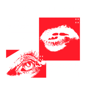 Imagem com fundo verde e elementos gráficos em vermelho e branco, incluindo texturas de lábios e olhos. Mensagens inspiradoras sobre inclusão e amor, destacando que todas as pessoas, independentemente de suas dificuldades, podem experimentar e expressar amor. Ideal para temas de espiritualidade e autoaceitação.