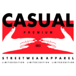 Logo da marca Casual Premium, destacando a coleção de streetwear 2023. Design moderno com ênfase em edição limitada, ideal para amantes da moda urbana.
