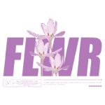 Imagem com flores em estilo poligonal, acompanhadas do texto "FLWR" em letras roxas, promovendo uma mensagem positiva sobre o impacto de pensamentos otimistas no dia a dia.