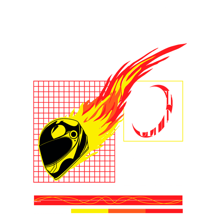 Imagem gráfica com um design vibrante que apresenta um capacete de motociclista em chamas, acompanhado do texto "NIGHT RIDER", "RACER CLUB" e "LIGHT SPEED MOTORCYCLE". Ideal para entusiastas de motociclismo e cultura automotiva.