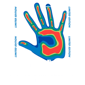 Ilustração colorida de uma mão levantada em um gesto de "high five", com o texto "LIMITED EDITION" e "HIGH FIVE" em destaque. O design é moderno e vibrante, representando uma marca de vestuário streetwear.
