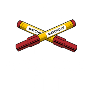 Logo da Adidas Originals com canetas cruzadas, destacando as palavras "Matchday" e "Originals", em um design moderno e colorido.