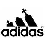 Logotipo da Adidas com três listras estilizadas e cruzes, simbolizando inovação e estilo no universo da moda esportiva.
