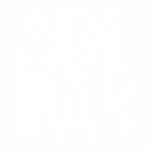 Logotipo estilizado da Adidas em branco, apresentando um design moderno e criativo com elementos gráficos que destacam a marca e suas características icônicas.