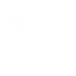 Logotipo estilizado da Adidas em branco, apresentando um design moderno e criativo com elementos gráficos que destacam a marca e suas características icônicas.