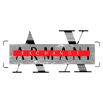 Logotipo da marca Armani Exchange, apresentando as letras "A" e "X" em destaque, com a palavra "ARMAANI" em um fundo cinza e a palavra "EXCHANGE" em vermelho.